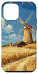 iPhone 12 mini Wheat Fields With Windmills Landscape Vintage Graphic Case