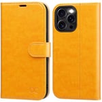 OCASE for iPhone 16 Pro Max Case, PU Leather Wallet, Magnetic Flip Folio Cover with RFID Blocking, Card Holders, Shockproof TPU, and Kickstand for 6.9 Inch iPhone 16 Pro Max (2024), Tangerine Yellow