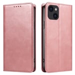 Plånboksställ Telefon Fodral Skal för iPhone 15 Pro - Rose Gold