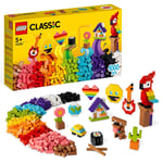 LEGO Classic Lots of Bricks Construction Toy Set, Build a Smiley Emoji, Parrot,