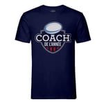 T-Shirt Homme Col Rond Coach De L'année Rugby Sport Ballon Stade Xv