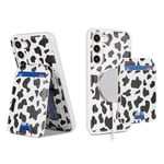 Ｈａｖａｙａ for Coque Samsung S23+Plus Compatible avec Magsafe Etui für Samsung Galaxy S23+Plus avec Porte Cartes détachable Coque Portefeuille Cuir pour Femmes et Hommes- Vache laitière Noir