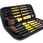 ARTIFY 10 Pcs Paint Brush Set Includes a Carrying Case, Horse Hair Natural Hair for Oil, Watercolor and Gouache Painting, for Kids and Adults, Beginner and Professional Bi-colour