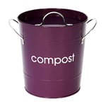 Premier Housewares 0510016 Poubelle à Compost avec Poignées Acier Galvanisé Violet
