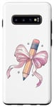 Coque pour Galaxy S10+ Coquette Crayon Fille Enseignante Noeud Rose Premier Jour d'école