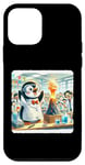 Coque pour iPhone 12 mini Pingouin présentant l'expérience du volcan à l'exposition. Lunettes