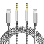 Apple MFi Certified Aux Cord for iPhone, 2 Pack Lightning to 3.5mm Audio Jack Adapter, 3.3FT Lightning to Aux Cable for Car Home Stereo/Speaker/Headphone Compatible with iPhone 14 13 12 11 XS XR X 8 7