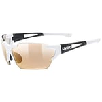 uvex Sportstyle 803 Race CV V - Sports Sunglasses for Men and Women - Contrast Enhancing & Mirrored - Self-Tinting Lenses - White Black Matt/Red - One Size