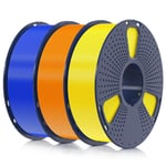 Filament PLA+ 1.75mm 3KG,Neatly Wound,Filament pour Imprimante 3D,Filament PLA Plus Résistant,Precisione Dimensionale+/-0.02mm,Bobina da 1kg (2.2 LBS) Jaune+Orange+Bleu