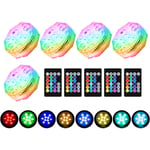 Lot de 5 lampes led submersibles avec télécommandes rvb 15 couleurs - Étanches - Pour étang, piscine, jacuzzi, fête, vase, aquarium