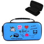 Etui pochette Switch LITE bleu personnalisee prenom BFF licorne panda