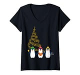 Womens Musical Penguins Singing Carols Christmas Penguin Lover V-Neck T-Shirt