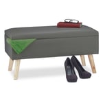 Banc de rangement banquette similicuir coffre 40 litres pouf tabouret HxlxP: 40 x 80 x 39,5 cm, gris foncé - Relaxdays