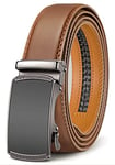 BULLIANT Ceinture Homme, Ceinture Automatique en Cuir pour Hommes Largeur 35mm Cadeau Box,Taille Ajustable (Fauve,135cm/40-46" taille réglable)