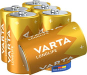 VARTA Piles D Mono, lot de 6, Longlife, Alcalines, 1,5V, adaptées aux télécommandes, réveils, radios, horloges murales, Made in Germany