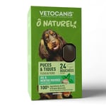 Vetocanis - Ô Naturel - Bouchées Puces & Tiques pour Chien - des Friandises Qui Agissent sur Les Puces et Tiques à Utiliser comme Récompense pour Chien - Nourriture pour Chiens - 24 Bouchées - 120g