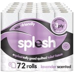 Splesh by Cusheen 3-ply Toilet Roll-Lavender Fragrance 72 Pack Soft, Quilted Bulk Toilet Tissue & Loo Rolls- Eco-Friendly Sustainably Crafted in The UK