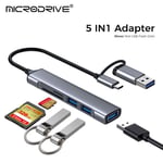 HUB USB 3.0 5 en 1,5Gbps,transfert haute vitesse,adaptateur OTG C vers USB pour Macbook 13,15,Air,Mi Pro,PC,ordinateur portable