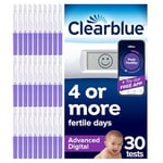 Clearblue Advanced Digital Ovulation Test Kit (OPK). Double Your Chances of Getting Pregnant, 1 Digital Holder and 30 Ovulation Tests, Try The Free Clearblue Period & Cycle Tracker App