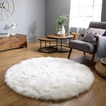 Latepis Tapis Rond 200 cm Tapis Blanc en Peau de Mouton en Fausse Fourrure Lavable pour Salon Grand Tapis Moelleux pour Chambre à Coucher Shaggy Chaud