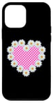 Coque pour iPhone 12 mini Carreaux Rose vif Tartan Happy Daisy Cœur 2 Formes Mania