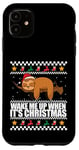 Coque pour iPhone 11 RÉVEILLE-MOI QUAND C'EST NOËL ! Meme Sloth Santa Ugly