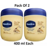 2XVaseline Intensive Care Body Cream Dry Skin Repair With Pure Oat Extract 400ml