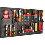 Porte Outils Mural 120 x 60 x 2 cm, Panneau Rangement Outils avec 17 Pièces Crochets et Supports, Tableau Outils pour Ateliers Garage - Liferun