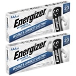 20 x Energizer AAA ULTIMATE Lithium Batteries LR03 L92 1.5v