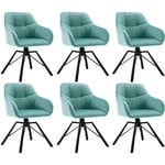 Woltu - Lot de 6 Chaises Pivotante à 360° Chaise Salle à Manger en Velours, Fauteuil Scandinave, Pieds en Métal, Vert Turc