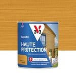 V33 Lasure Bois extérieur Chêne clair satin - Haute Protection 8 ans - Haute résistance hydrofuge et anti-UV - Résiste aux variations du bois - Ecolabel, résine d'origine végétale - 0,75L