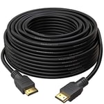 True HQ 25M HDMI Cable HIGH SPEED Long Lead with Ethernet ARC 3D | Designed in the UK | Full HD 1080P Compatible with PS4 Xbox One Sky HD TV Laptop PC Monitor CCTV | Black & Gold Plated