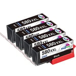 KINGWAY 580XXL Black Ink Cartridges for Canon PGI-580 PGI-580XL PGBK Ink for Canon Pixma TS8350 TS6350 TR7550 TR8550 TS6250 TS705 TS8150 TS6150 TS8250 TS8350 TS9150 TS8351 TS9550 TS6251, 4 Pack