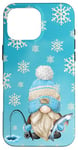 Coque pour iPhone 16 Pro Max Blue Winter Gnome Snowflakes For Men Who Loves Ice Fishing