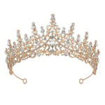 Legering Crown Bröllop Tiara Crystal Rhinestone Crown GULD Gold