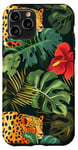 Coque pour iPhone 11 Pro Green Pop Art Tropical Red Leopard Phone Pattern Guépard