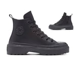 CONVERSE Chuck Taylor All Star Lugged Lift Platform Leather Sneaker, Black, 12.5 UK