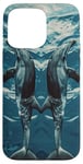 Coque pour iPhone 15 Pro Max Blue Splash Dolphins Modern Ocean