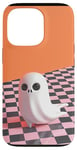 Coque pour iPhone 13 Pro Ghost Pastel Goth Halloween Decor Orange à carreaux