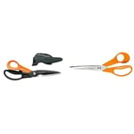 Fiskars Ciseaux multifonctions à lames séparables, Étui avec aiguiseur inclus, Longueur: 23 cm, Revêtement titane & Ciseaux universels pour droitiers, Longueur totale: 21 cm, Acier/Plastique