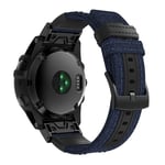 Garmin Fenix 5X / Plus 3 HR aito nahkanauha - Sininen Tummansininen