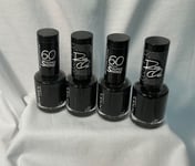 4x RIMMEL 60 Seconds Nail Polish Varnish 8ml Super Shine 900 RITA’S BLACK