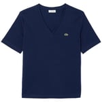 T-shirt Lacoste  T-SHIRT RELAXED FIT BLEU MARINE EN JERSEY DE COTON DOUX COL