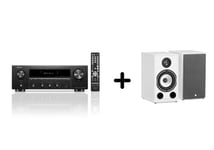 Un ampli Denon DRA-900H Noir + une paire d'enceintes bibliothèque Triangle BR03 Blanc