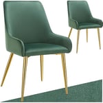 TecTake® Lot de 2 Chaises de Salle à Manger rembourrées Modernes Chaise Velours Fauteuil Salon Chaise Scandinave Pieds en Acier Élégant avec Accoudoirs Chaise pour Coiffeuse, Chambre, Coiffeuse