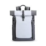 MARK RYDEN 15.6 inch Laptop Backpack 15-17L Roll Top backpack Clashing Colours Fashion Backpack for camping College School- Grey and Blue