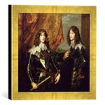 'Image encadrée de Sir Anthony van Dyck "Prince Charles Louis (1617–80) Elector Palatine and his Brother, Prince Rupert (1619–82) of the palatinate, 1637, d'art dans le cadre de main de qualité Photos, 30 x 30 cm, Doré Raya