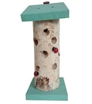 Dehner Natura Ladybird Maison Coccinelle en Bouleau Turquoise/Beige 10 cm Hauteur 24 cm