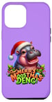 Coque pour iPhone 12 Pro Max Adorable bébé hippopotame Moo Deng Merry Moostmas Christmas Cheer