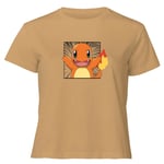 Pokémon Pokédex Charmander #0004 Women's Cropped T-Shirt - Tan - S